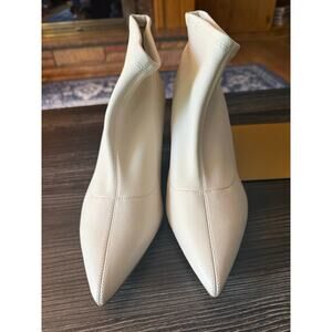 The Something Navy Nix Leather Beige Sock Booties Sz. 10